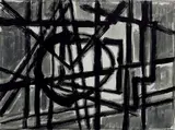 COMPOSITION by Jacques Germain, Gouache sur papier signé du cachet du monogramme en bas à droite, sold Oct 2008