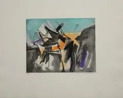 Composition abstraite by Christine Boumeester, 1968, Lithographie sur papier, sold Apr 2025