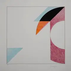 Composition géométrique by Gottfried Honegger, Lithographie sur papier, sold Apr 2025