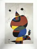 Femme, oiseau et étoile - "Hommage à Pablo Picasso by Joan Miró, Lithographie, sold Apr 2025