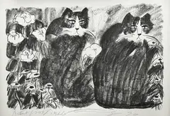 Chats au milieu des fleurs by Walasse Ting, Lithographie, sold Apr 2025