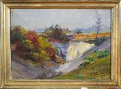 Paysage au précipice by Maximilien Luce, Panneau, sold Apr 2025