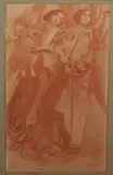 Deux figures d’anges jetant des fleurs, étude pour la chapelle de la Vierge, église Sainte Marguerite du Vésinet by Maurice Denis, Sanguine X cm, sold Apr 2025