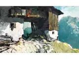 Berghof im Hochgebirge by Oskar Mulley, oil on canvas, sold Mar 2019