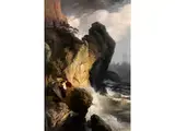 Sappho an Felswand von Lesbos Gelehnt vor Stürmischer see by Edmund Kanoldt, oil on canvas, sold Jul 2015
