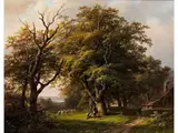 Waldlandschaft mit Schafen by Johann Bernhard Klombeck, oil on panel, sold Mar 2019