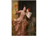 Zwei Junge Damen mit Einem Zugkreisel am Balkon by Louis Émile Villa, 1836 – 1900, oil on canvas, offered Sep 2017
