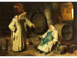 Im Klosterkeller by Eduard von Grützner, oil on canvas, sold Sep 2024