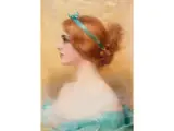 Portrait Eines Mädchens im Profil by Vittorio Matteo Corcos, oil on canvas, offered Jun 2025