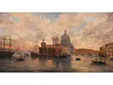 Ansicht des Canal Grande mit Santa Maria Della Salute by Friedrich Nerly d. J., oil on canvas, sold Jun 2024