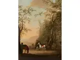 Landschaft mit Reitern by Édouard-Bernard Swebach, oil on canvas, offered Jun 2022