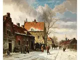 Winterliche Ansicht Einer Holländischen Stadt by Adrianus Eversen, oil on canvas, sold Sep 2025