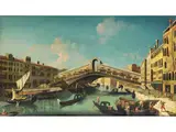 Venedig – Rialtobrücke mit Ufer der Wein- und Kohlenhändler by Michele Marieschi, oil on canvas, offered Jun 2023