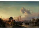 Flusslandschaft mit Stadt bei Abendlicht by Charles Leickert, oil on canvas, sold Dec 2018