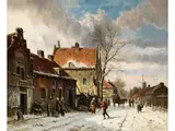 Winterliche Dorflandschaft by Adrianus Eversen, oil on canvas, offered Dec 2024