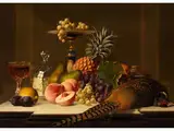 Grosses Früchtestillleben mit Fasan und Weinglas by Johann Wilhelm Preyer, oil on panel, sold Jul 2015