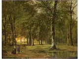 Zwei Figuren mit Kind und Hund in Einer Waldlandschaft by Barend Cornelis Koekkoek, 1803 Middelburg – 1862 Kleve, oil on paper, offered Sep 2018