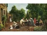 Courbet und die Künstlerfreunde by Pierre Léon Tessier, oil on canvas, sold Jun 2023