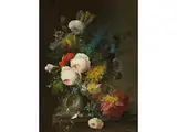 Stillleben mit Blumenstrauss und Vogelnest by Cornelis van Spaendonck, oil on canvas, offered Apr 2022