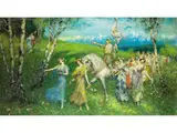 Triumphzug mit Jungen Frauen für Einen Heimkehrenden Ritter by Ferdinand Leeke, oil on canvas, sold Sep 2019