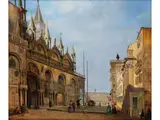 Venedigvedute mit der Nordfassade des Markusdoms by Federico Moja, oil on canvas, sold Jun 2025