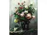 Blumenstillleben mit Rosen in Vase by Alexander Koester, oil on canvas, sold Jun 2024