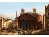 Pantheon in rom by Lorenzo Aliani, oil on canvas, sold Jun 2023