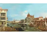 Venedig - Canale Grande, Blick vom Palazzo Pisani zur Kirche la Salute by Francesco Zanin, oil on canvas, sold Mar 2025
