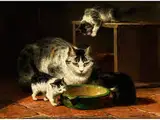 Ein Zufriedenstellendes Mahl by Henriëtte Ronner-Knip, oil, offered Dec 2015