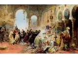 Besuch im Orientalischen Palast by Jean-Paul Sinibaldi, oil on canvas, offered Jun 2024