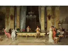 Das Billardspiel by Francesco Beda, oil on canvas, offered Apr 2020