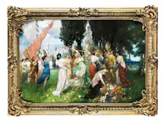 Frühlingsfest der Flora vor der Akropolis by Ferdinand Leeke, oil on canvas, offered Apr 2020