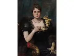 Portrait Einer Eleganten Jungen Frau im Schwarzen Kleid by Léon Herbo, oil on canvas, offered Dec 2021