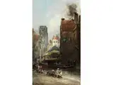 Ansicht der Weezenbrug und des Vlasmarkt in Rotterdam by Johan Jongkind, oil on panel, sold Sep 2023