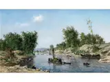 Ansicht in den Ardennen by Isidore Verheyden, oil on canvas, offered Mar 2025