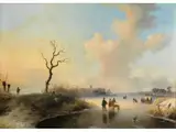 Winterlandschaft mit Figuren auf Zugefrorenem Poldersee by Andreas Schelfhout, oil on panel, sold Jun 2026
