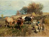 Heimkehr vom Felde by Heinrich von Zügel, oil on panel, offered Apr 2022