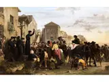 Predigt in Einem Italienischen Dorf by Arnoldo Corrodi, oil on canvas, offered Jun 2022
