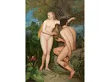 Adam und eva im Paradiesgarten by Ludvig Frid, oil on canvas, offered Apr 2022