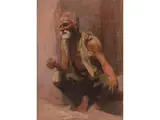 Sitzender Alter Mann mit hut by Zichy Mihály, chalk, offered Dec 2023