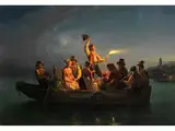 Nächtliche Kahnfahrt bei Fackelschein by Carl Friedrich Moritz Müller, oil on canvas, sold Dec 2025