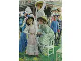 Elegante Damen bei Einem Rennen by Oskar Bluhm, watercolor, sold Sep 2019