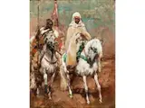 Der Sultan von Marokko zu Pferde in Begleitung Eines Reiters by Henri Emilien Rousseau, oil, sold Mar 2019