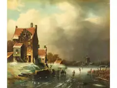 Eisvergnügen by Charles Leickert, oil on panel, sold Mar 2026