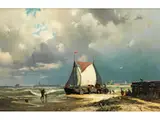Fischerboote vor Uitdam by Johan Conrad Greive, oil on canvas, offered Mar 2024