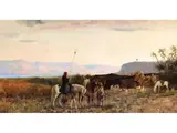 Beduinenzelte Nahe dem Toten Meer bei Sonnenuntergang by Edwin Lord Weeks, oil on canvas, sold Jun 2024
