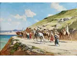 Orientalischer Reiterzug auf Einem Höhenweg by Victor Huguet, oil on canvas, offered Jun 2024