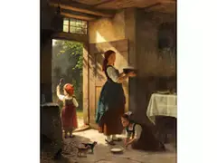 Mittagstisch für Alle by Hermann  Werner, oil on canvas, offered Dec 2019