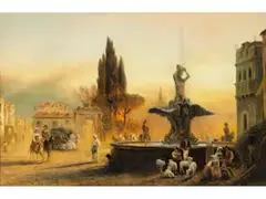 Blick auf die Piazza Barberini in rom by Albert Arnz, oil on canvas, offered Dec 2021