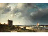 Niederländische Strandlandschaft bei Abziehendem Regen by Charles Leickert, oil on canvas, offered Dec 2016